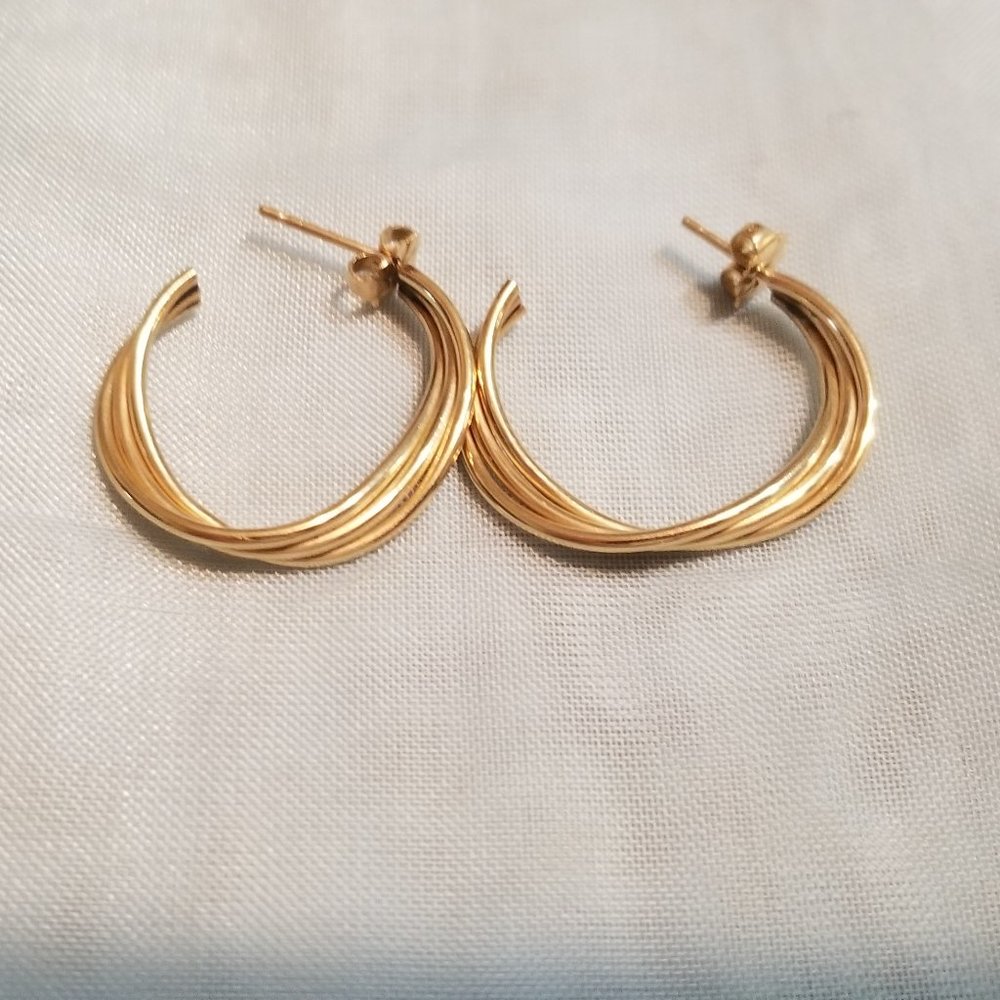 Vintage 14k Gold Multiloop Hoop Earrings